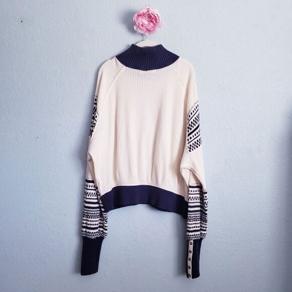 Free People Get Cozy Swit Sweater Ivory and Navy - Picture 8 of 8